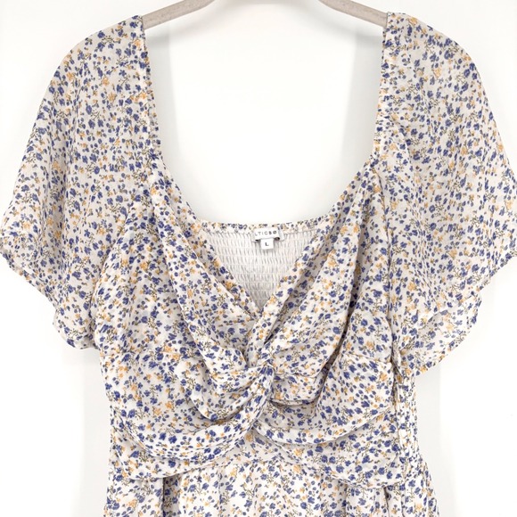 Baltic Born Emiliana Floral Maxi Dress Sz L Twist Front White Blue Yellow Flowy - Picture 7 of 13